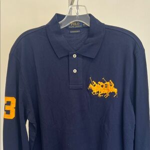 Ralph Lauren Dark Blue Polo with Yellow Embroidery Slim Fit